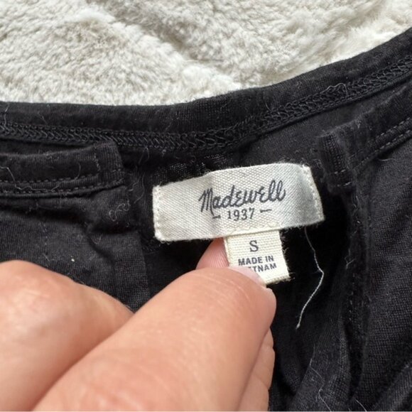 Madewell | Black Luster Cotton Splitneck Tee | Size Small - Picture 6 of 10